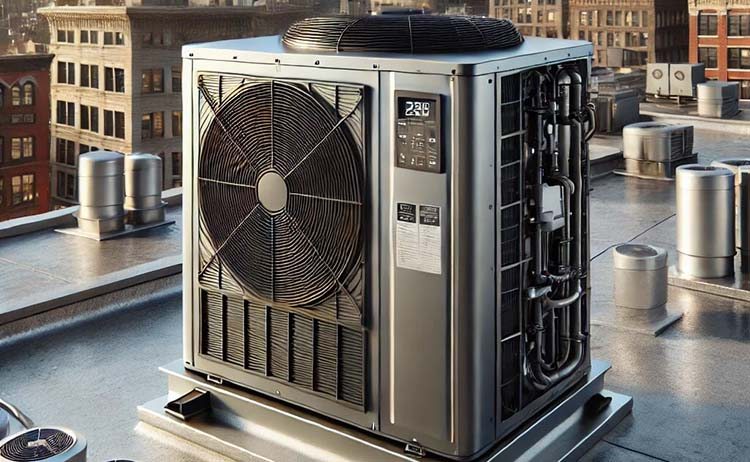 HVAC system on a top of an building