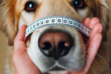 A close-up photo that shows how to measure for a dog muzzle