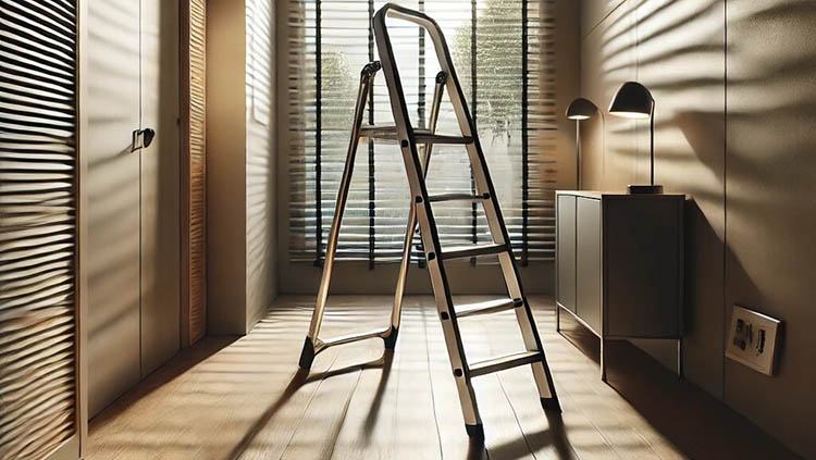 A ladder in the middle of a room